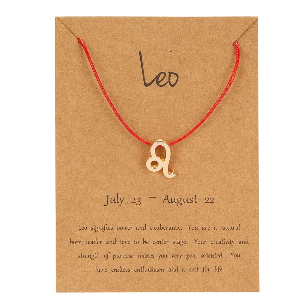 Elegant 12 Constellation Zodiac Sign Black Red Braided Rope Bracelet For Leo Virgo Jewelry