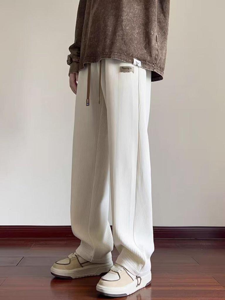 Men's Fleece-Lined Corduroy Wide-Leg Sweatpants for Fall and Winter