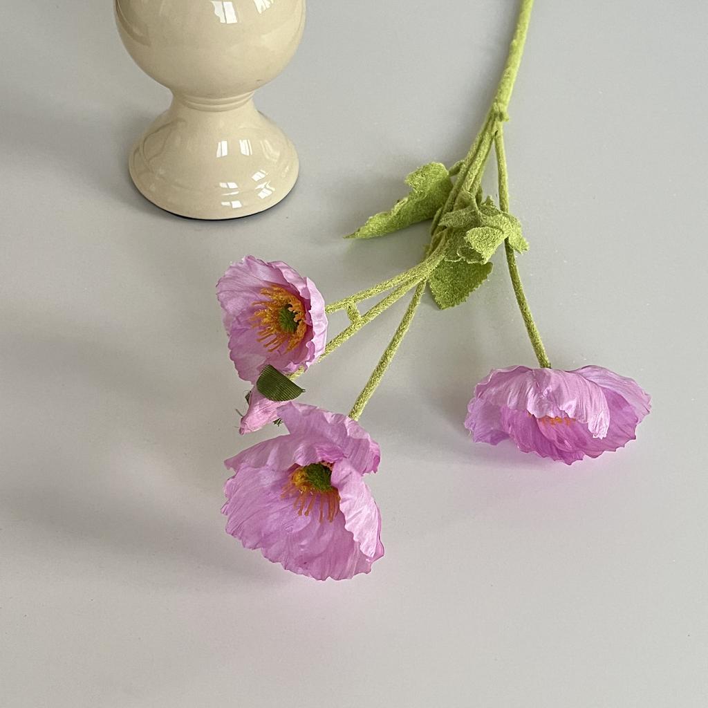 Artificial Poppies Flower High Quality Silk Red Blue Poppy Flowers Wedding Decoration Realistic Bouquet Home Decor