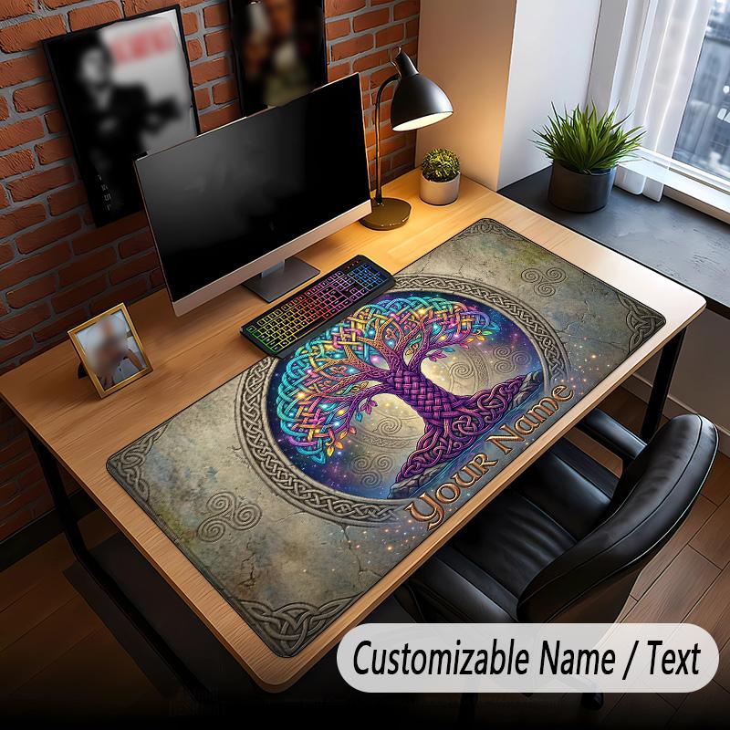 Tree of Life Theme Custom Mouse Pad Personalized With Name Text Customized Desk Mat For Office Home Decor