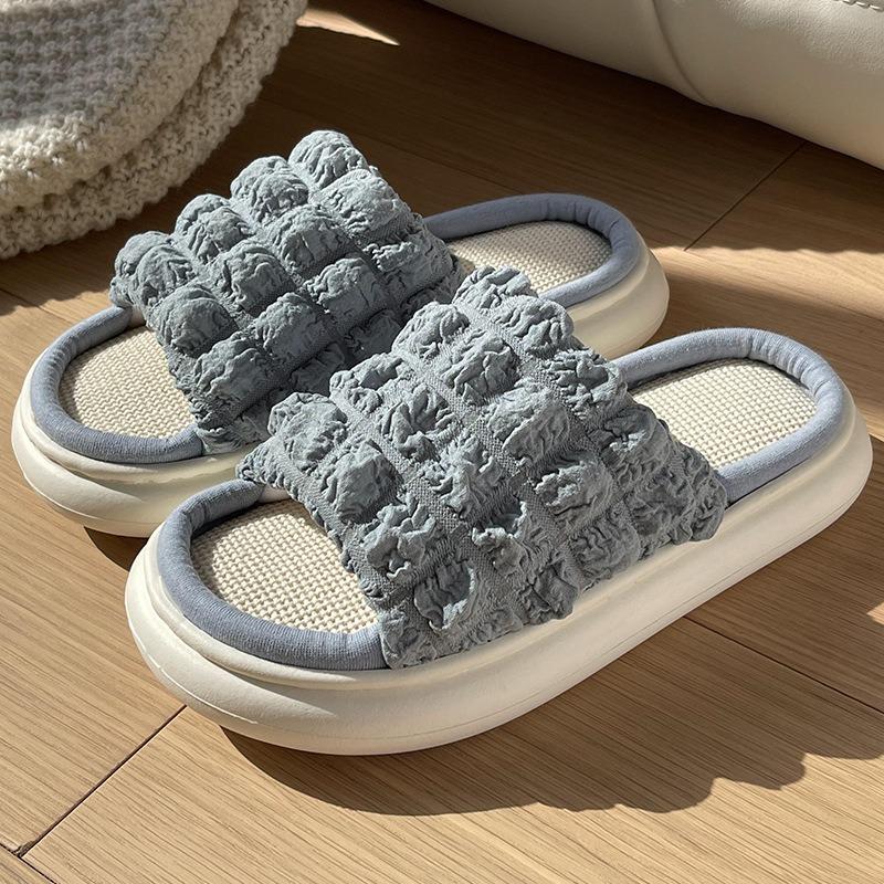 Linen slippers women's four seasons spring and autumn indoor household cotton and linen thick bottom home non-slip slippers