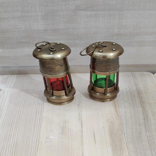 Set of 2 Nautical Brass Ship Lamp, Ship Lantern, Minor Lamp, 15.24 cm Boat Oil Lamp Lantern Colorful Lamp For Home Decoration
