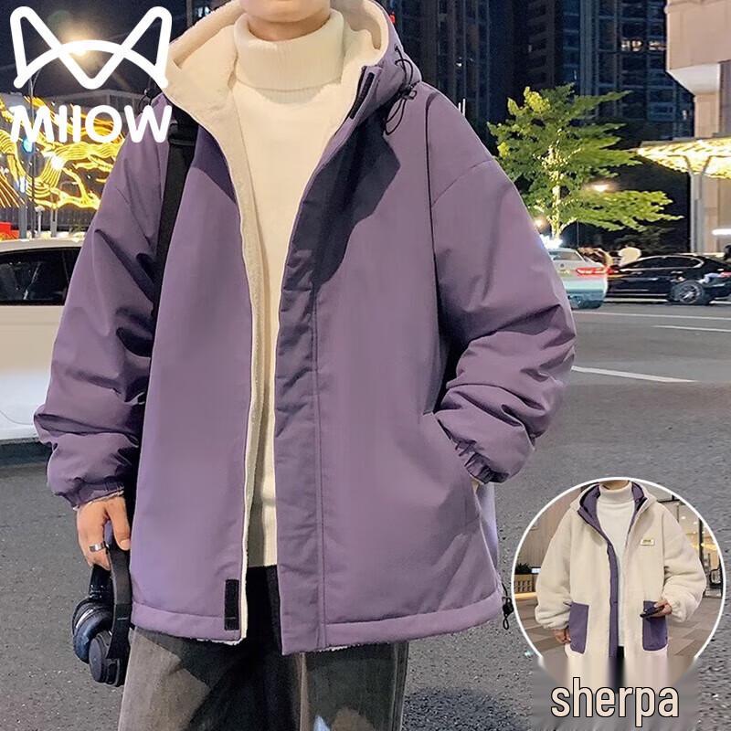 

Men s Casual Hooded Lamb Velvet Winter Jacket XL