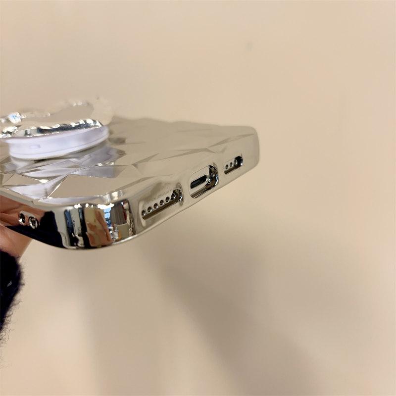 Luxury 3D Diamond-patterned Plated Love Stand Case for iPhone 15 Pro Max 14 Plus 13 12 11 7 8Plus SE 2020 All-inclusive Fall Protection Cover