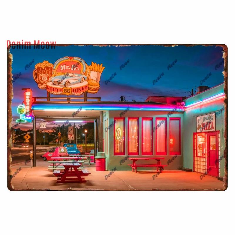 Vintage Metal Sign Plate, Garage Wall Decor, Man Cave, Gas Station Printing, Home Decor, Bar, Pub, Club, Retro, Route 66, WY1