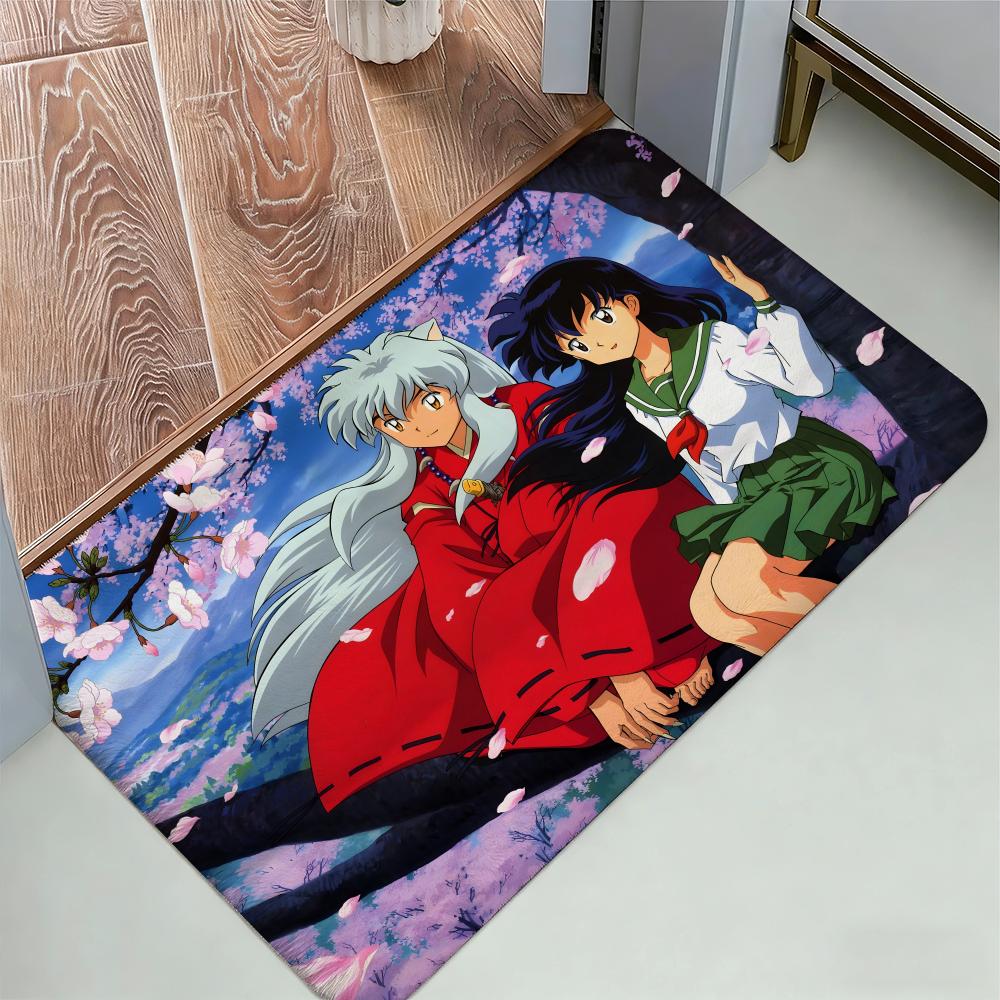 Animel-Inuyasha Floor Mat Cozy Flannel Soft Thick Non-Slip Mat For Living Room Bedroom Kitchen Decor Rugs