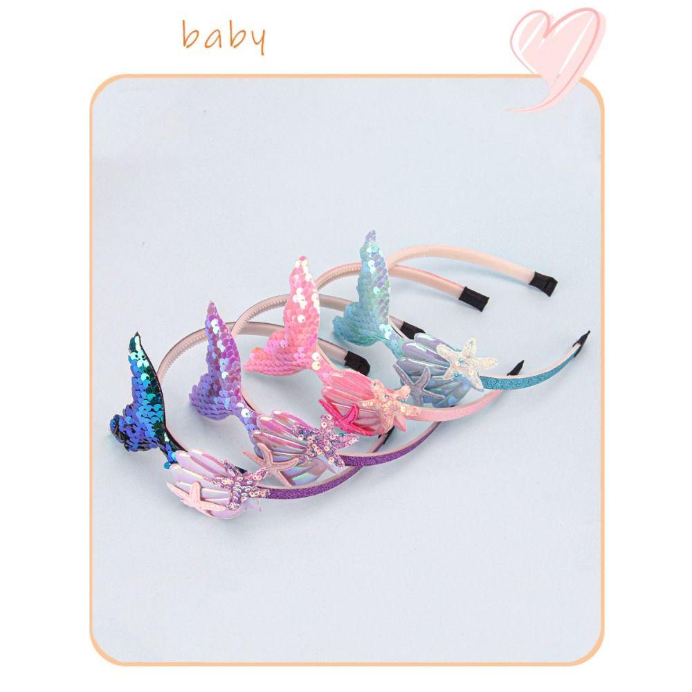 Princess Sequin Shells Headband Shiny Girls Headwear Glitter Mermaid Hair Bands
