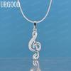 925 Sterling Silver Fashion Note AAA Zircon Pendant Necklace Wedding Jewelry