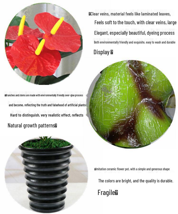 Large Artificial Anthurium Tree In Pot - Indoor Greenery for Living Room Decor