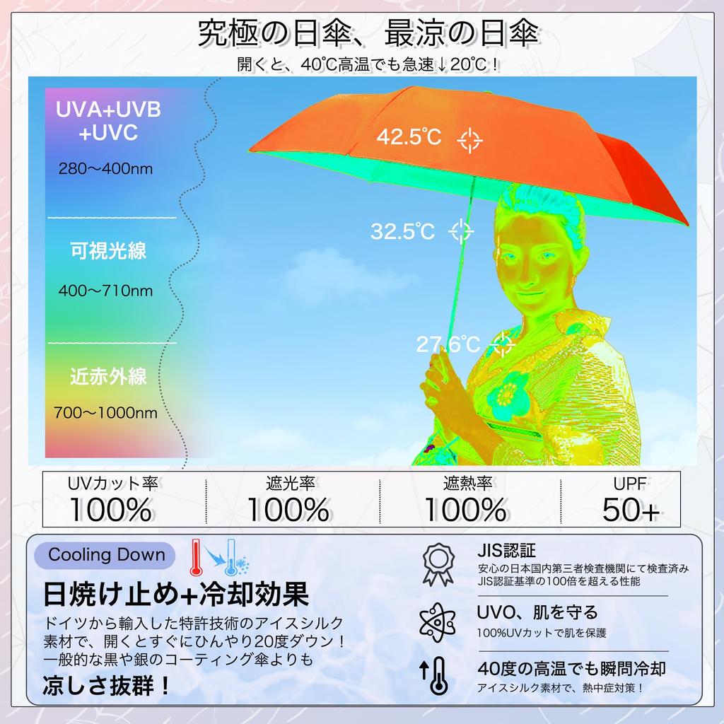 Japanese JIS AKIRARI UV Full Suitable for Sun and Includes Storage Sun Protection for and Windproof and Easy To Heatstroke 6 Rainy Season Smoke Gray X
