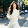 Korean Style Embroidered Floral Beaded Sweater: Round Neck, Loose Fit, Autumn/Winter Cardigan.