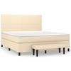 Box Spring Bed with Mattress Cream 160x200 cm Fabric
