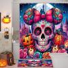 Halloween Ghost Costumes Skeleton Pattern Bathroom Shower Curtain With 12 Hooks Bathroom Decor and Accessories