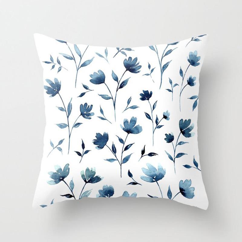 Quadratische Kissenbezug Home Decor Sofa Kissenbezug Schönheit Blau Geometrische Blume Muster Kissenbezug Mode Kurze