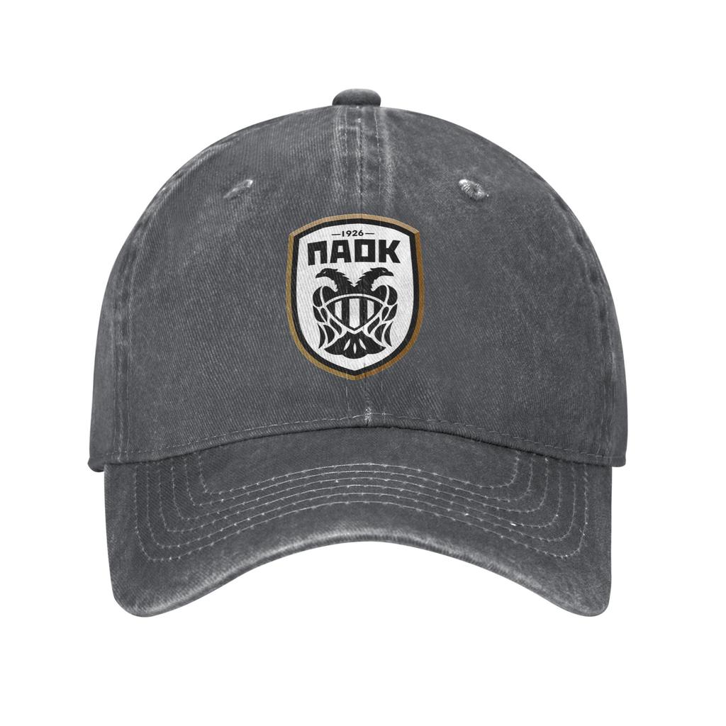 PAOK Griechische Fußball-Sportfans aus Thessaloniki Jeansstoff Kappe Lässige Baseballkappen Verstellbarer Hut Unisex Baseballkappen