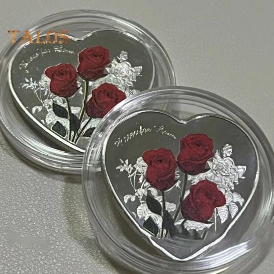 Lucky Love Commemorative Coin Creative Shape Double-sided Design Romantic Elements Valentine's Day Challenge Coin