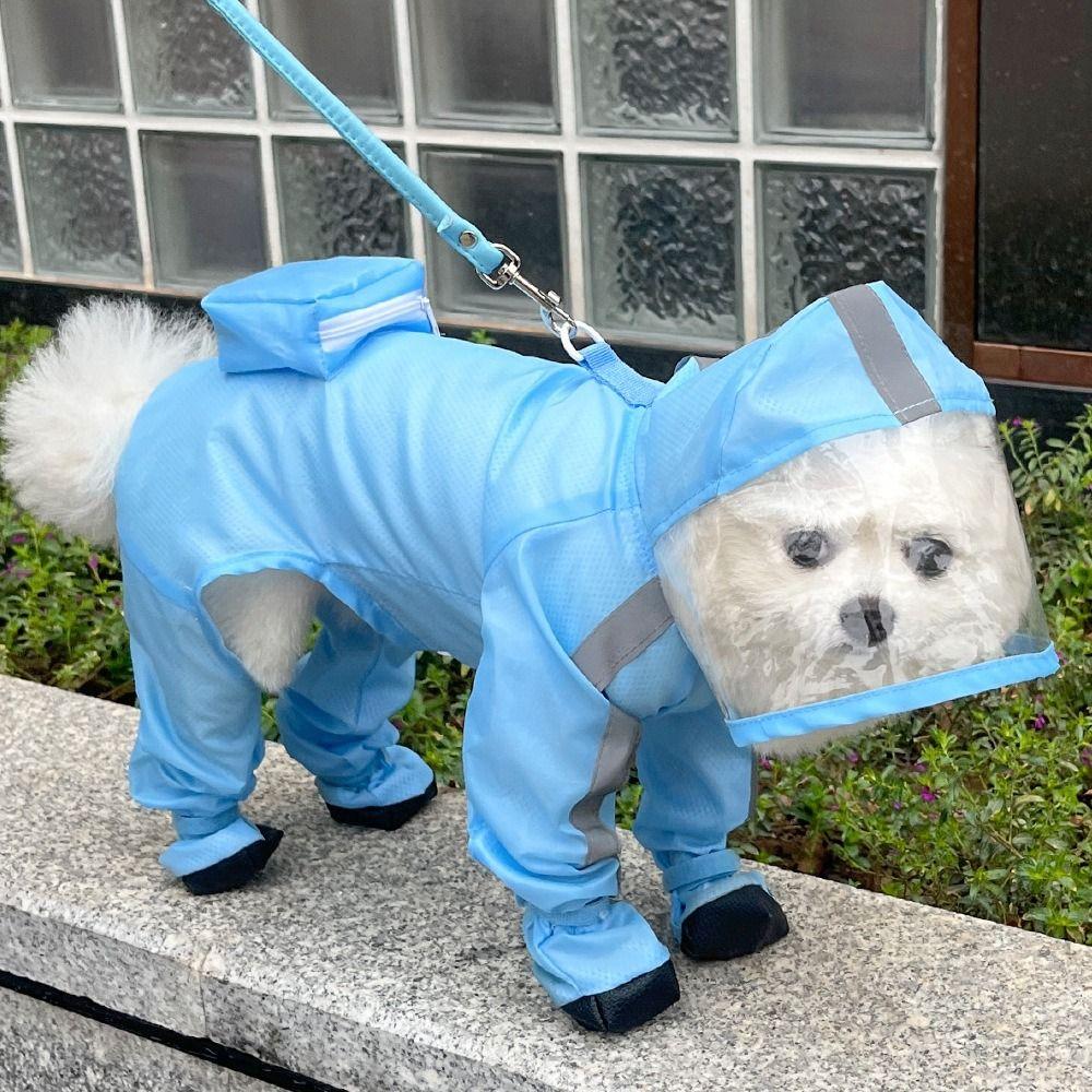 Waterproof Dog Raincoat Transparent Hood Pet Rain Jacket Rompers Cat Rainproof Pet Clothes  Pet Cat