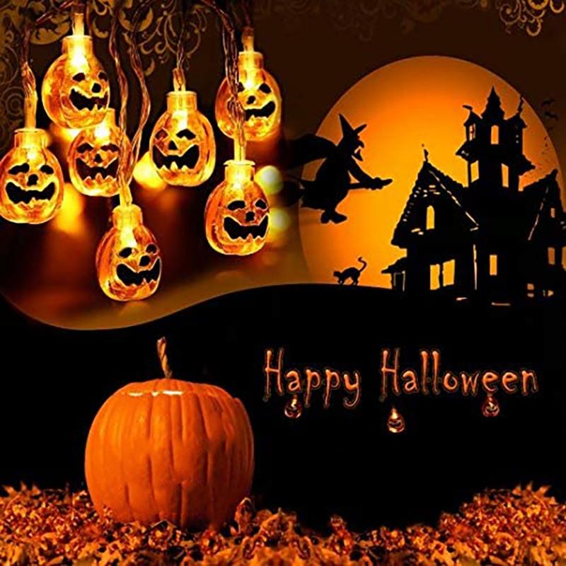 T02C!Halloween Decoration Pumpkin String Lights Halloween Pumpkin Lights For Home Outdoor Garden Party Halloween Decoration