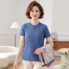 Mom's Spring Knit Short-Sleeve Cardigan & T-Shirt Set - Women's Plus Size Top for Spring/Autumn