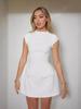 2024 Spring/Summer Women's Slim-fit Solid Color Dress with Round Neck & Pocket