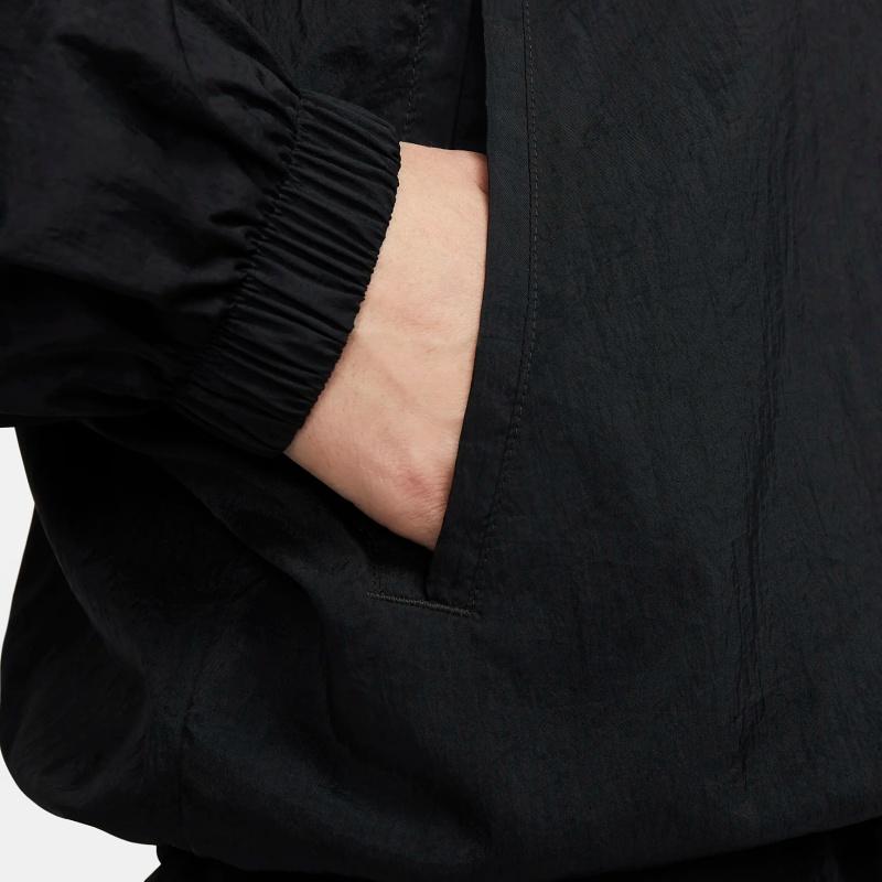 Nike Bunda do větru s potiskem loga, ležérní volná s kapucí, dámský svrchní oděv, černá DX5865-010