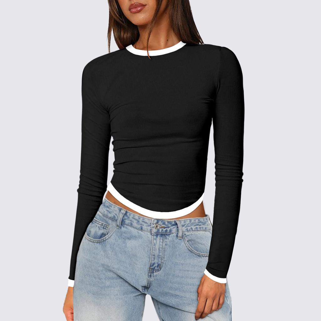 New Versatile Women'S Long Style Sexy Casual Fashionable Comfortable High-End T-Shirt Top Base Shirt