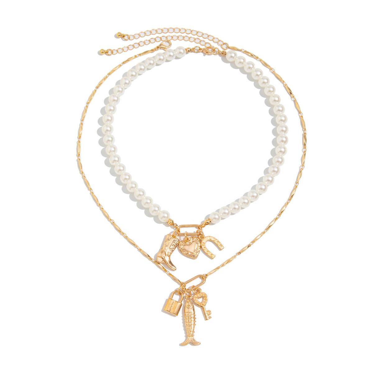 

Барочный Жемчуг Имитация Бусы Ожерелье Ретро Подвеска Любовь Рыба Ювелирные Аксессуары