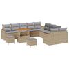 Garden Sofa Set with Cushions 13 Pcs Beige Poly Rattan
