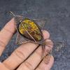 Natural Bamboo Jasper Gemstone Copper Wire Wrap Jewelry Pendant 3.74" d5Y11