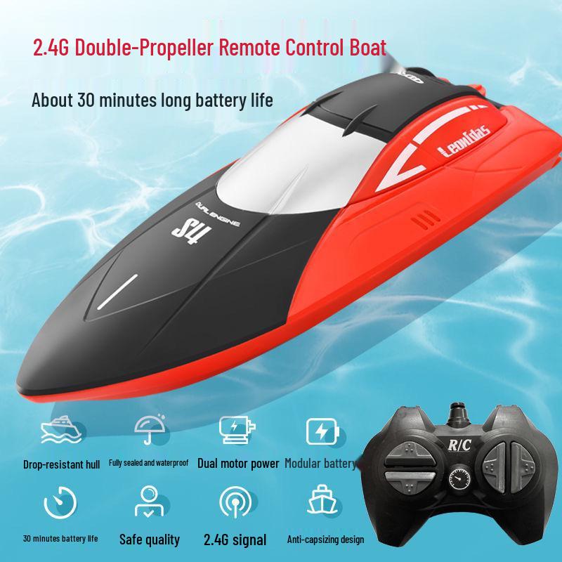 

Высокоскоростной катер на радиоуправлении для детей - Перезаряжаемая и готовая к воде игрушка-катер Single Battery + Charging Cable