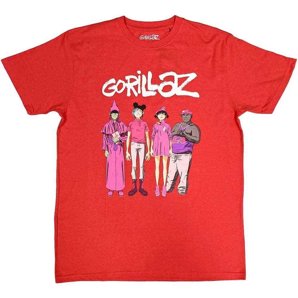 Gorillaz Cracker Island Standing Group T-Shirt Red New Unisex T-Shirt S