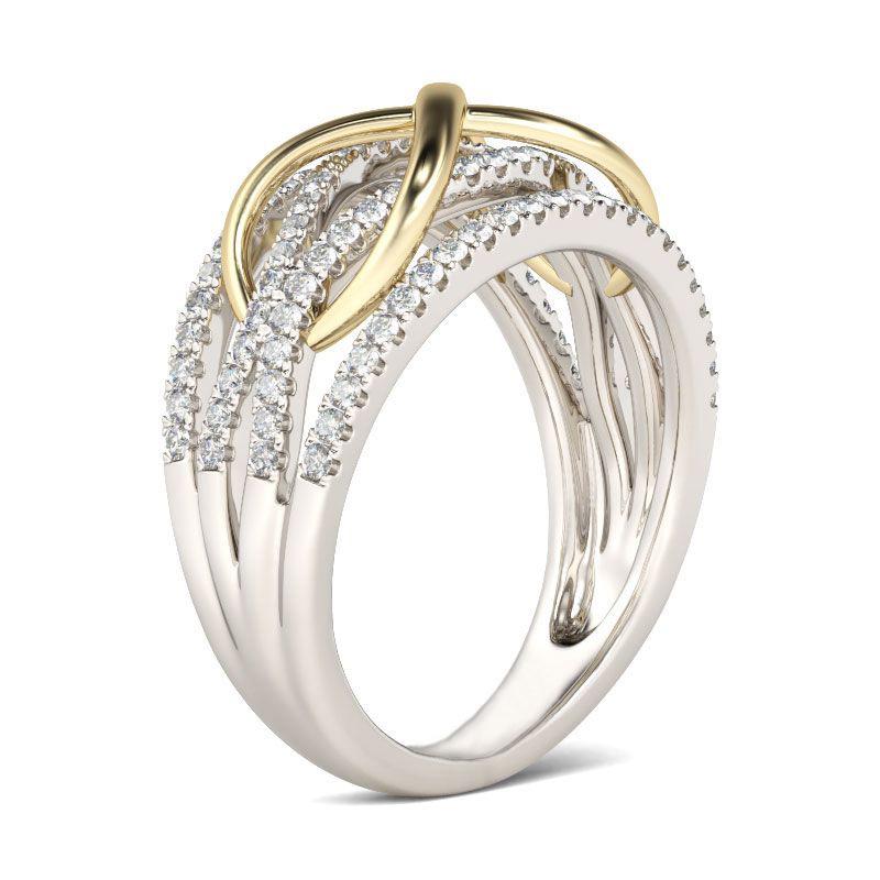 European & American Two-Tone Gold-Plated Women's Fashion Ring