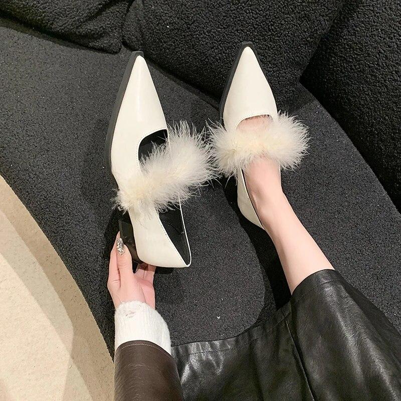 

Модні туфлі-човники для жінок без каблука Офісні туфлі на середньому каблуці з гострим носом Туфлі-оксфорди для жінок Однотонні туфлі на платформі 39 білий