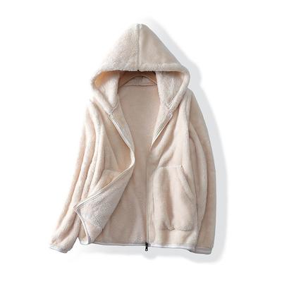 Women's Fleece Hooded Thick Polar Fleece Long-sleeved Sweatshirt Plus Velvet Warm Coral Fleece Jacket