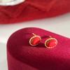 Imitation of Cinnabar Oval Earrings for Women In The Year of Zodiac Women's Red and Festive High-end Earrings
