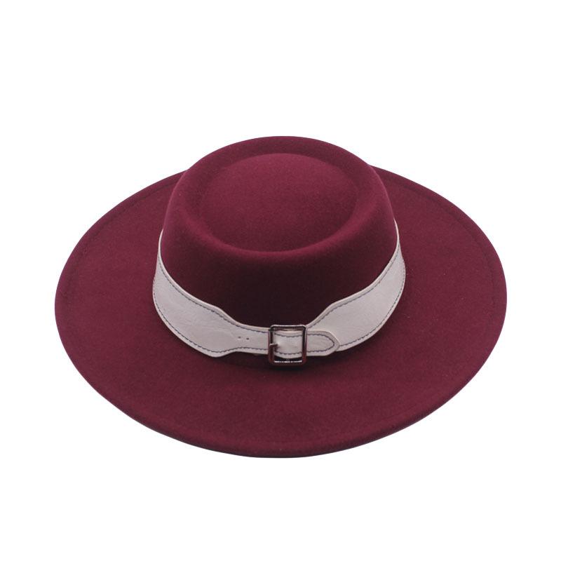 European and American fashion autumn and winter woolen top hat women, British retro temperament big-brimmed jazz hat women's concave felt hat
