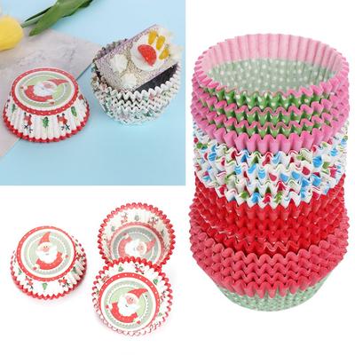 & Kitchen Baking Mold Liner Santa Claus Christmas Cupcake Wrappers Cake Paper Cups Muffin Cases