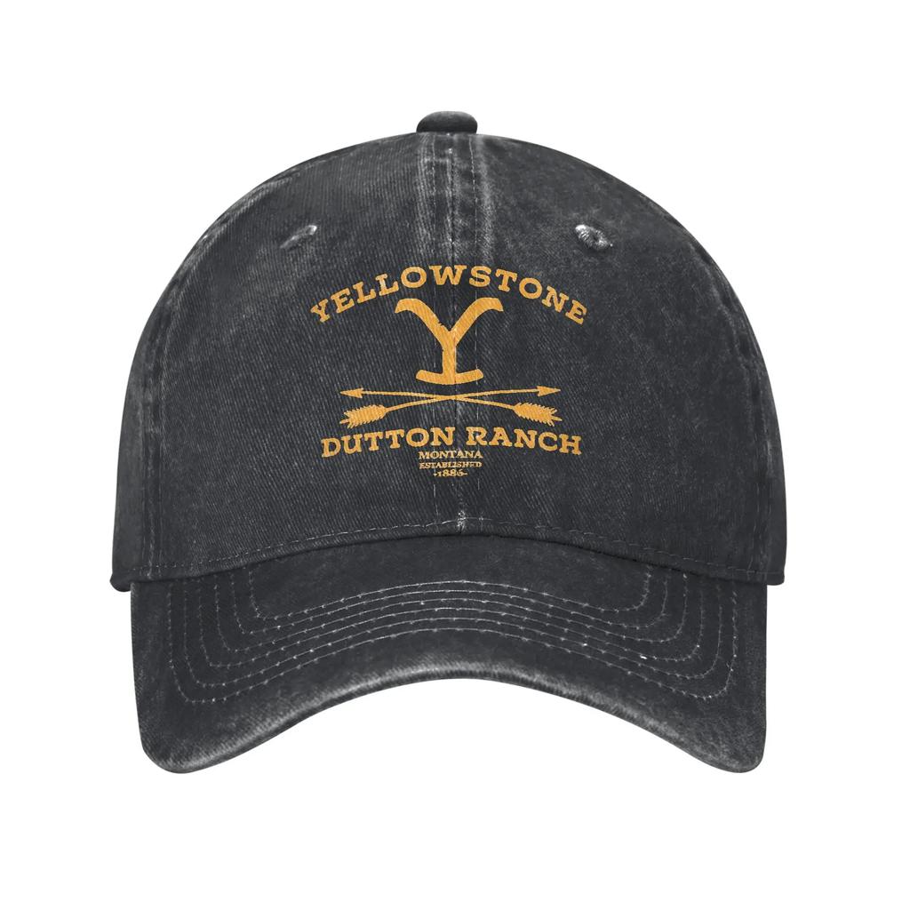 AYellowstone Sliten Dutton Basebollkepsar Sliten Denim Snapback Keps Ranch Guldlogotyp Utomhus Löpning Ostrukturerade Kepsar Ha