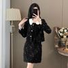 Autumn Black Socialite Style Two-Piece Petal Dress: Chic & Fashionable High-End Short Set