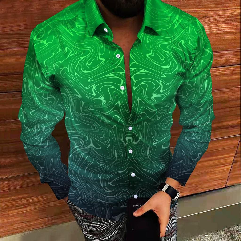 Men's Printed Long Sleeve Shirts Casual Loose Printed Long Sleeve Shirts