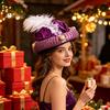 Accessory for Stage Shows Indian Sultan Hat, Shiny Sequins Feather Plume Cap, Novelty Arabian Comfortable Soft Lining Sequin Hat Prince Costume Dress