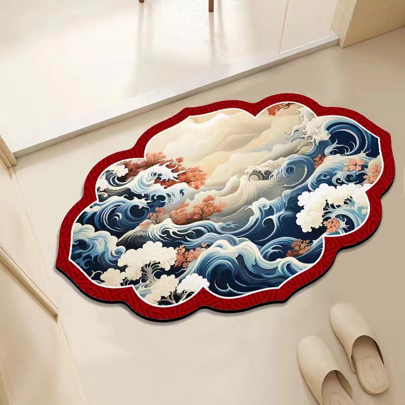 Chinese Floral Diatomaceous Earth Non-Slip Quick-Dry Floor Mat