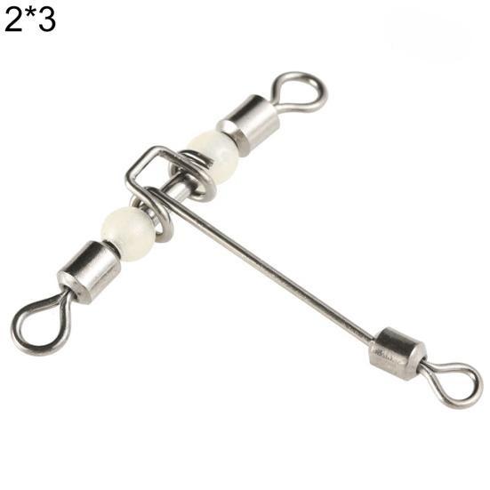 15Pcs 3 Way Luminous T-Shape Cross-line Rolling Fishing Connector Swivel Hooks