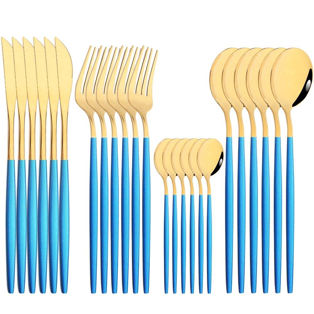 Mirror 24pcs Dinnerware Set Western Stainless Steel Cutlery Set Black Fork Spoon Silverware Set Knife Flatware Set Tableware Set