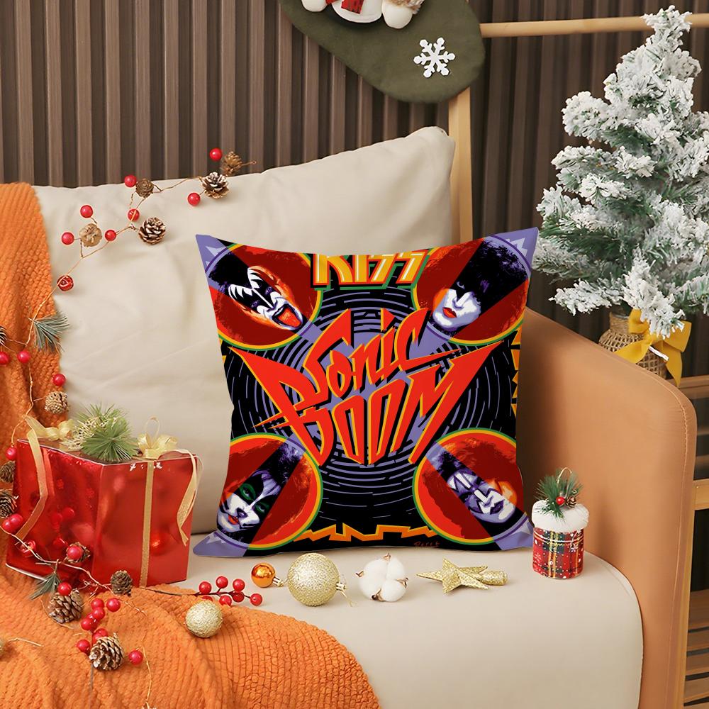 American Rock K-Kiss Band Pillow Case Anti-dustmite Pillow Invisible zipper silky short plush Sofa cushion cover