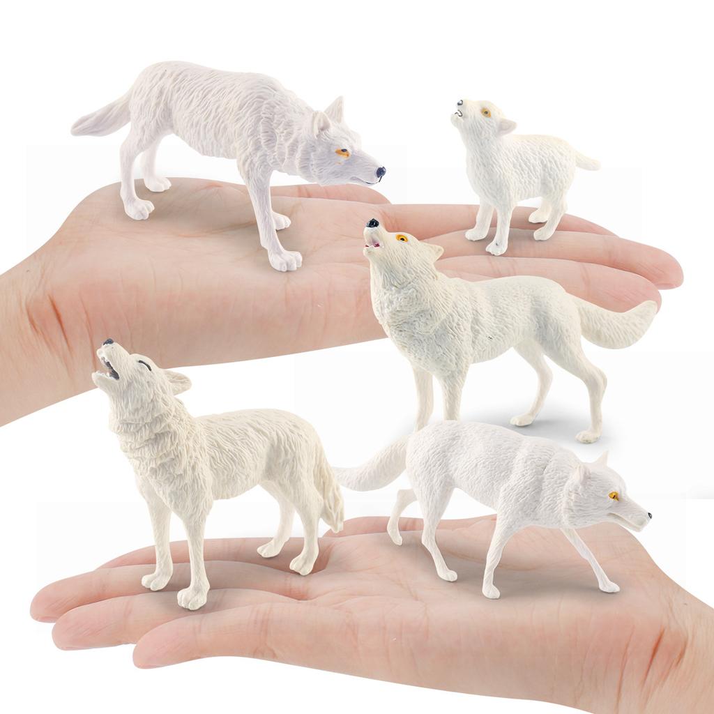 Simulation Static Forest Animal White Wolf Model Wolf Cub Arctic Wolf Growling Wolf Static Ornament Set Toy