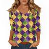 Women's T Shirt Print 3/4 Sleeve Daily Weekend Fashion Basic V- Neck Regular Top