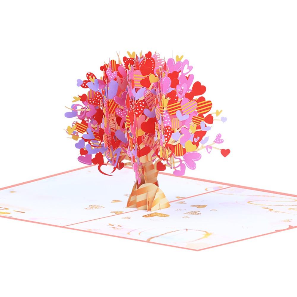 Pop Up Design Valentines Day Greeting Cards Romantic with Envelope 3D Heart Tree Card Exquisite Handcrafted Moon Wedding Cards