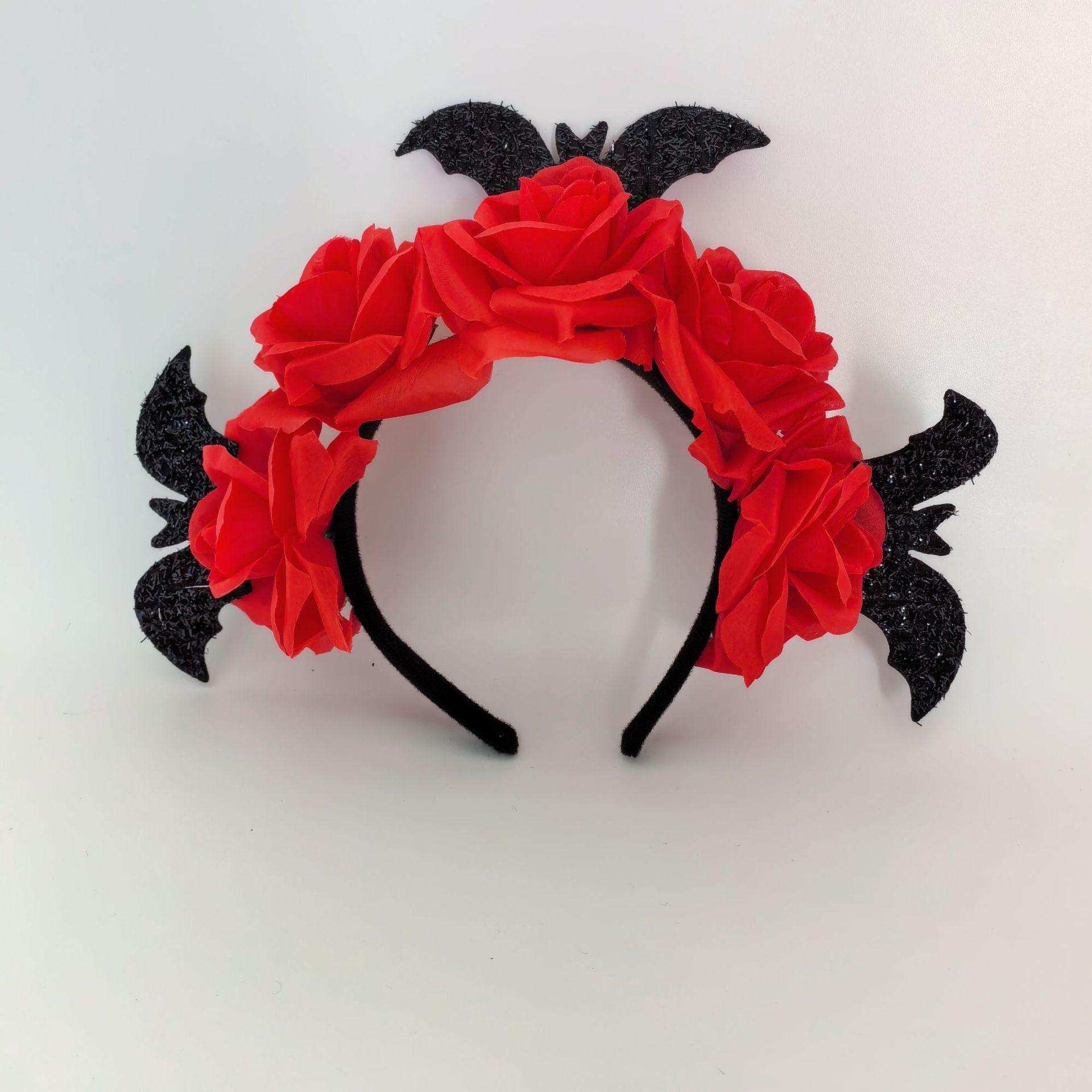 

Halloween Dark Bat Headband Ghost Festival Rose Black Party Decoration Hair Accessories Headwear красный