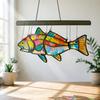 Fish Suncatcher Stained Glass Style Window Hanging Panel Colorful Fish Wind Chimes with Chain for Indoor Outdoor Home Garden Decor Gifts for Fish